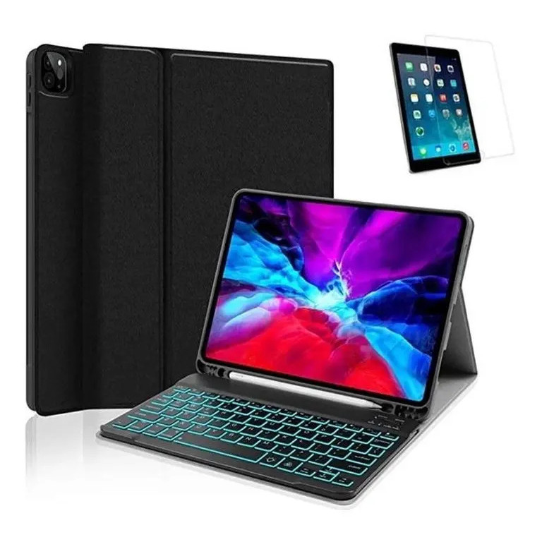 Capa Com Teclado Retroiluminado Para iPad 8ª 10.2 E Pelicula