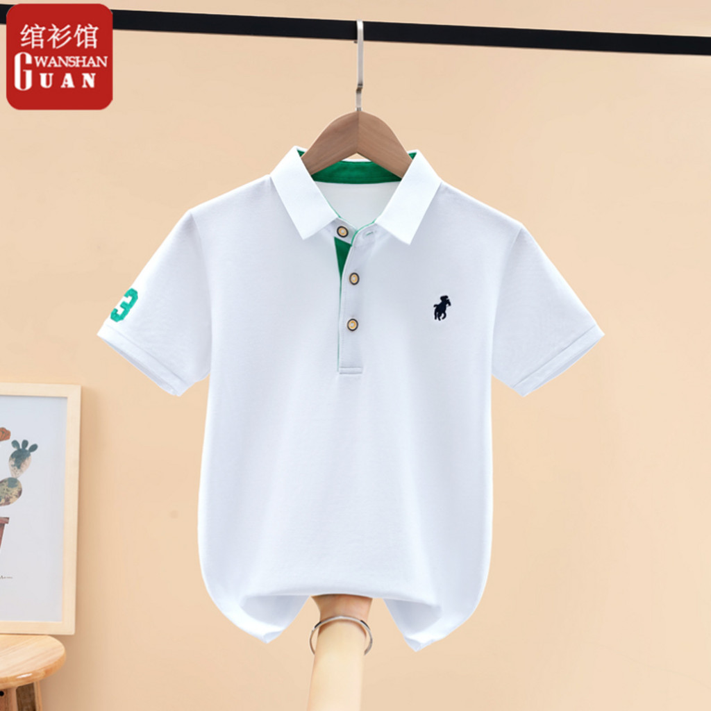 Meninos puro algodão de manga curta camiseta 2026 novo estilo crianças verão camisa polo médio grande meninos meninos pu