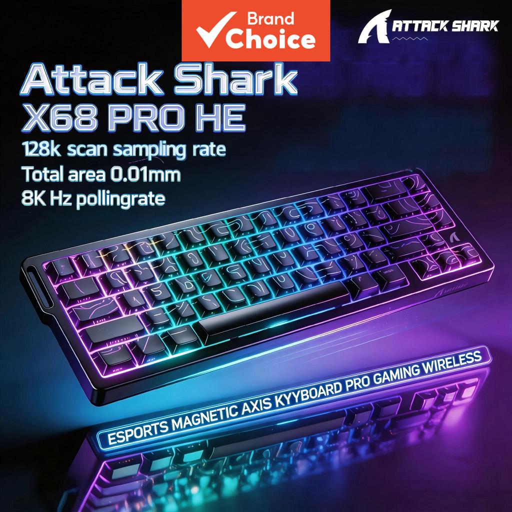 Teclado Attack Shark X68PRO sem fio com interruptor magnético, tri-modo (8K com