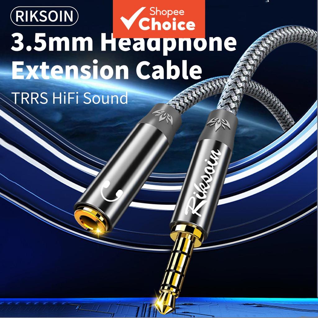 Cabo de Extensão para Fone de Ouvido TRRS 3,5 mm, Cabo de Áudio M/F Trançado de Nylon para Smartphone e Notebook Pro