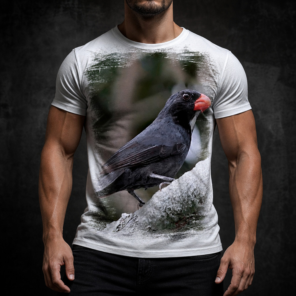 Camisa Camiseta Masculina Ave Passaro de Bico de Pimenta 2