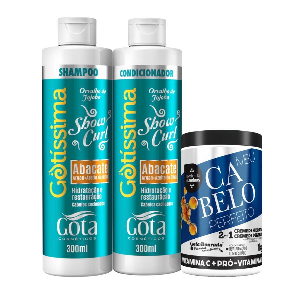 Kit Gota Dourada Orvalho de Jojoba Shampoo + Condicionador 300ml + Creme Vitamina C 1Kg