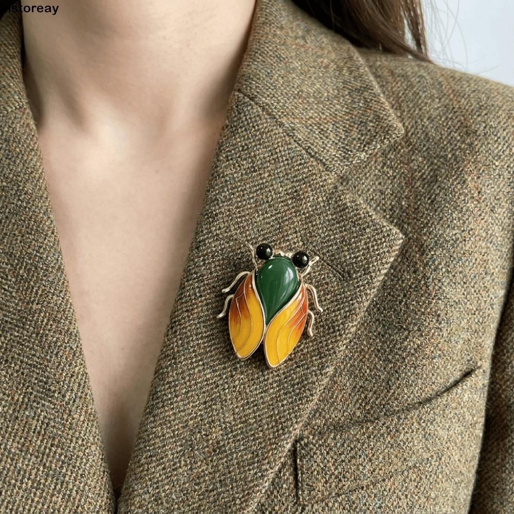 Alfinete De Lapela De Inseto INSTOREAY , Broche De Cigarra De Liga De Decoração Elegante Decorativo De Esmalte Semelhant