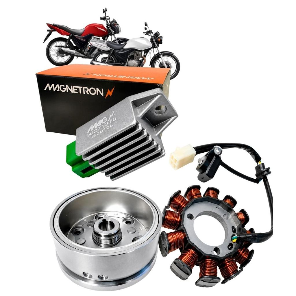 Kit Volante Estator + Retificador Para Honda Cg 125 Fan 125 2009 a 2015 NXR 125 Bros 2013 a 2015