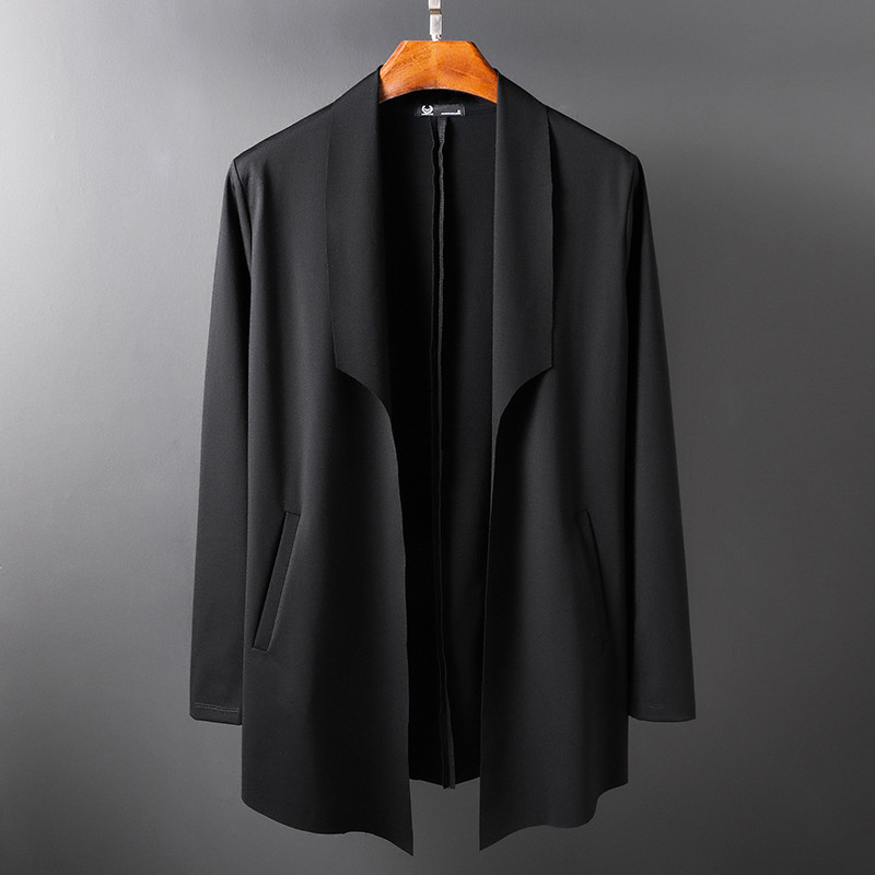 Primavera outono britânico na moda Cardigan lapela masculina de manga comprida camiseta exterior superior jaqueta mascul