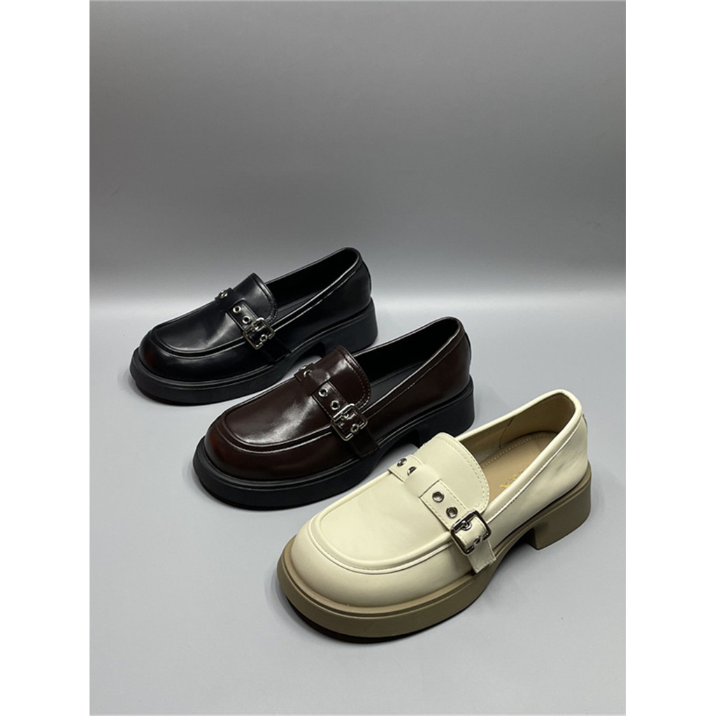Salto plataforma bombas de sola grossa sapatos femininos 2025 primavera outono novo estilo sapatos de couro macio mocass