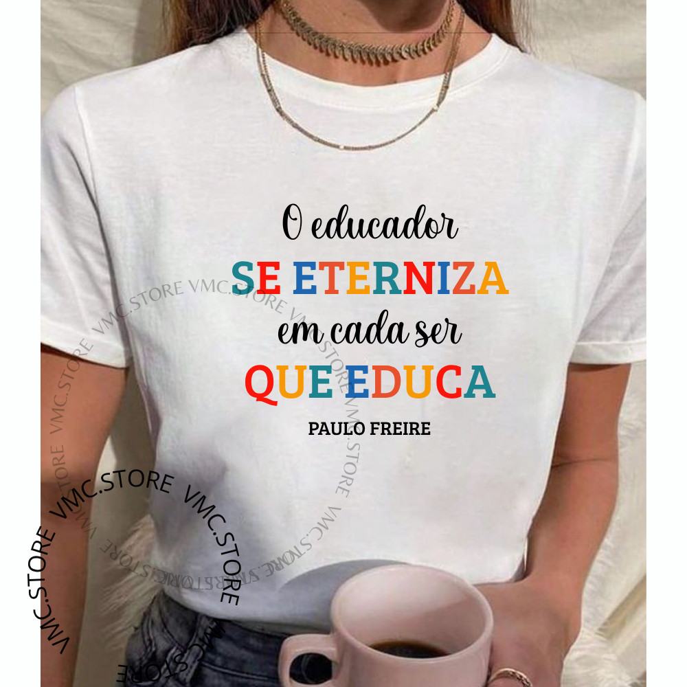 Camiseta Feminina Estampa Profissão Professora  Pedagogia Confortável T-Shirt Educação 100% Algodão