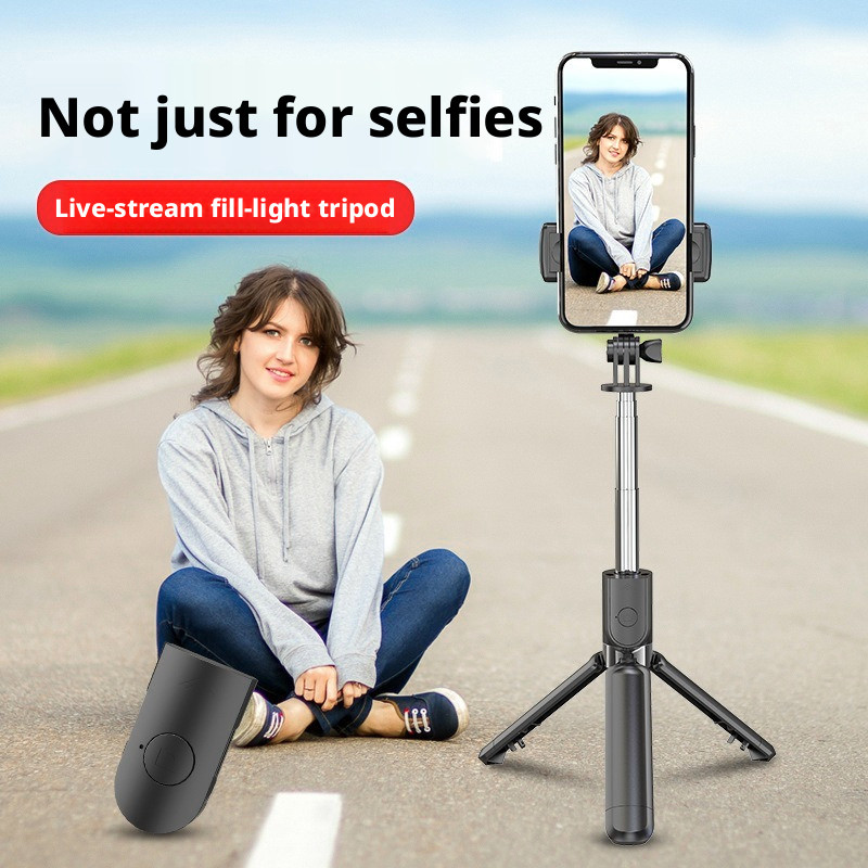 Mini Viagem Selfie Vara Tripé Estável Triângulo Suporte Sem Fio Bluetooth Obturador Titular