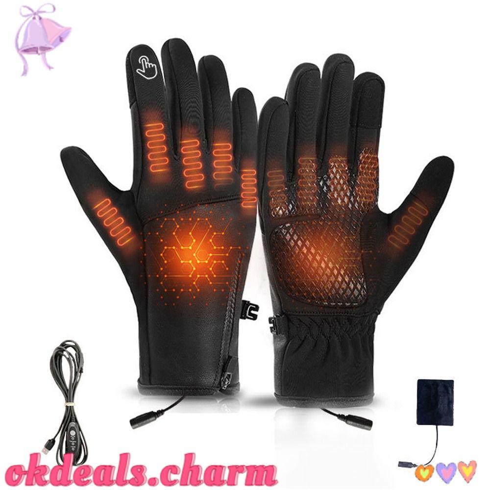 OKDEALS Luvas Aquecidas USB , Recarregáveis Impermeáveis De Inverno Reutilizáveis Ajustáveis Com Tela Sensível Ao Toque