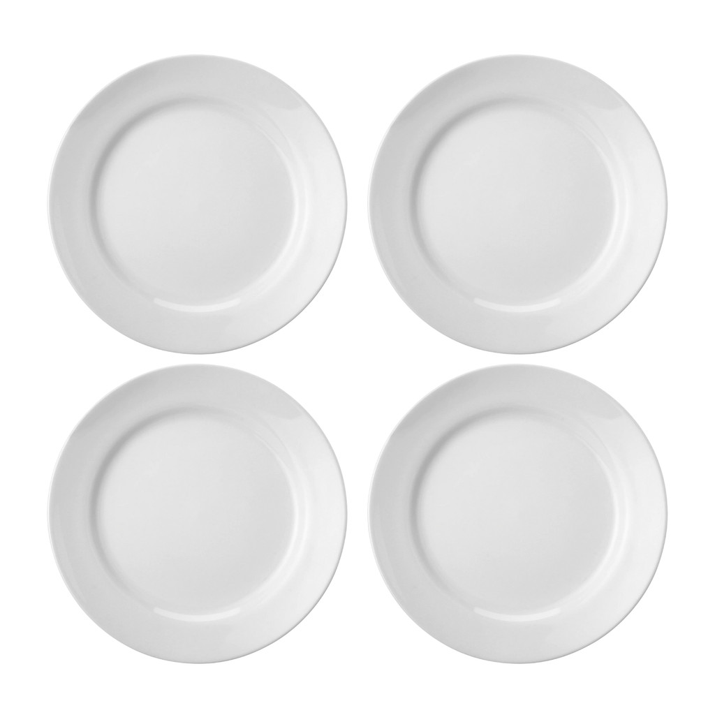 Kit 4 Pratos Rasos Jantar 26cm Cilíndrica Schmidt Porcelana Branca