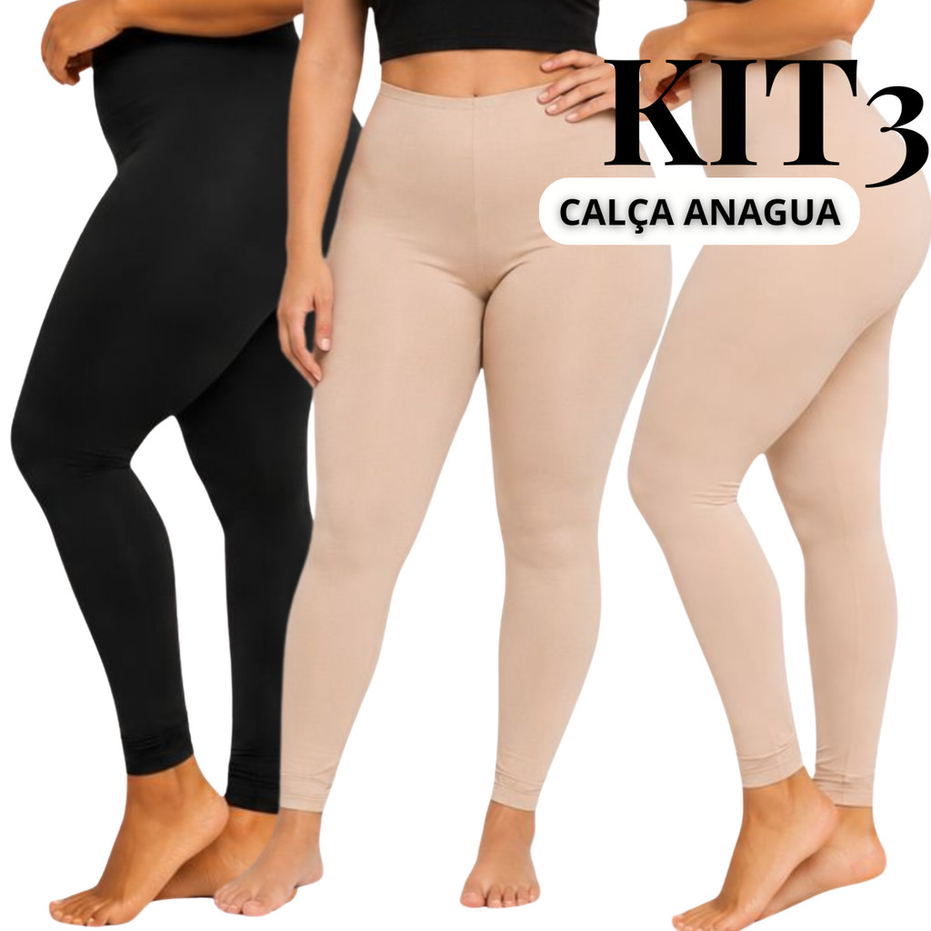 KIT 3 Calça Anágua Segunda Pele Para o Frio Não Marca Tira Transparência Feminina