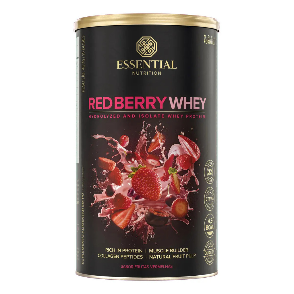 Red Berry Whey Essential Nutrition 450g Frutas Vermelhas