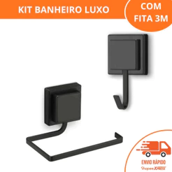 Kit Acessórios Para Banheiro Preto Lavabo 2 Peças Luxo 3m