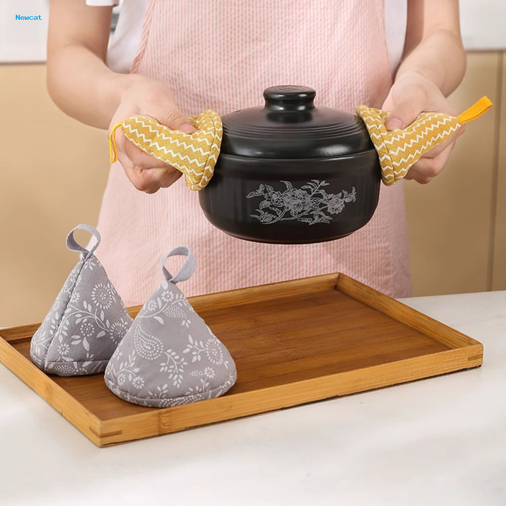 Insulated Pot Handle Covers Oven-safe Lid Grips 1pc Non-slip Triangle Mitt for Cast Iron Skillet Casserole – Heat Resi