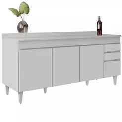 Balcão de Cozinha Gabinete 180cm com Tampo Dallas Branco - Lumil