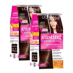 Kit 2 Tintura Casting Creme Gloss L'oréal Paris 400 Castanho Natural