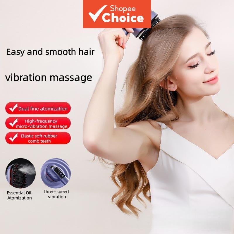Pente Massageador Elétrico Atualizado: Pente de Cuidados com os Cabelos com Spray Vibração, Instrumento de Cuidado dos