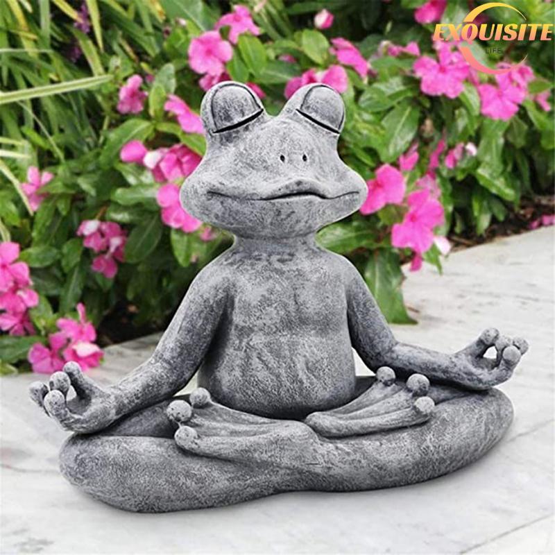 [EL-t] Resina Artesanato Buda Meditação Sapo Cão Gato Estátua Arte Animal Yoga Estatueta Jardim Escultura Ao Ar Livre En