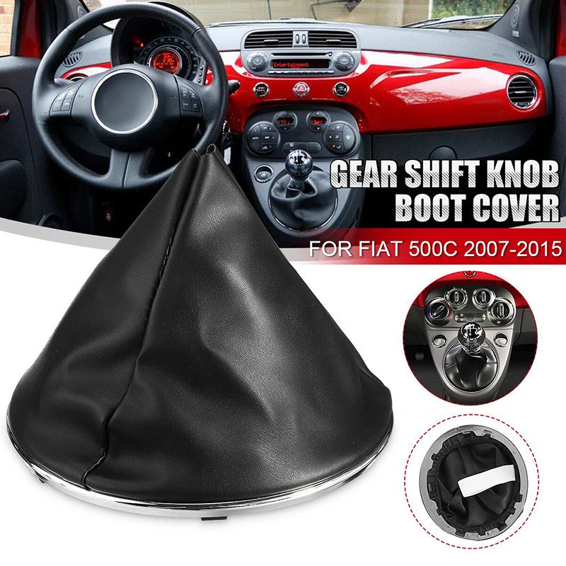 Manopla de Câmbio com Coifa e Anel Inferior Interno para Fiat 500C 2007 2008-2015 71775051 55344016 46315375