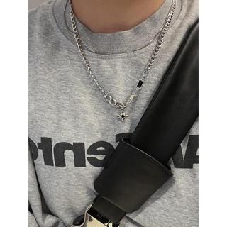 Único estilo Punk Multi-tira combinação colar meninos High-End Metal dupla camada quadrado diamante estrela colar acessó