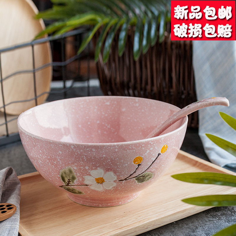 Tigela de macarrão de 7 polegadas Tigela de cerâmica estilo japonês Tigela de arroz doméstica Tigela de sopa grande Tige
