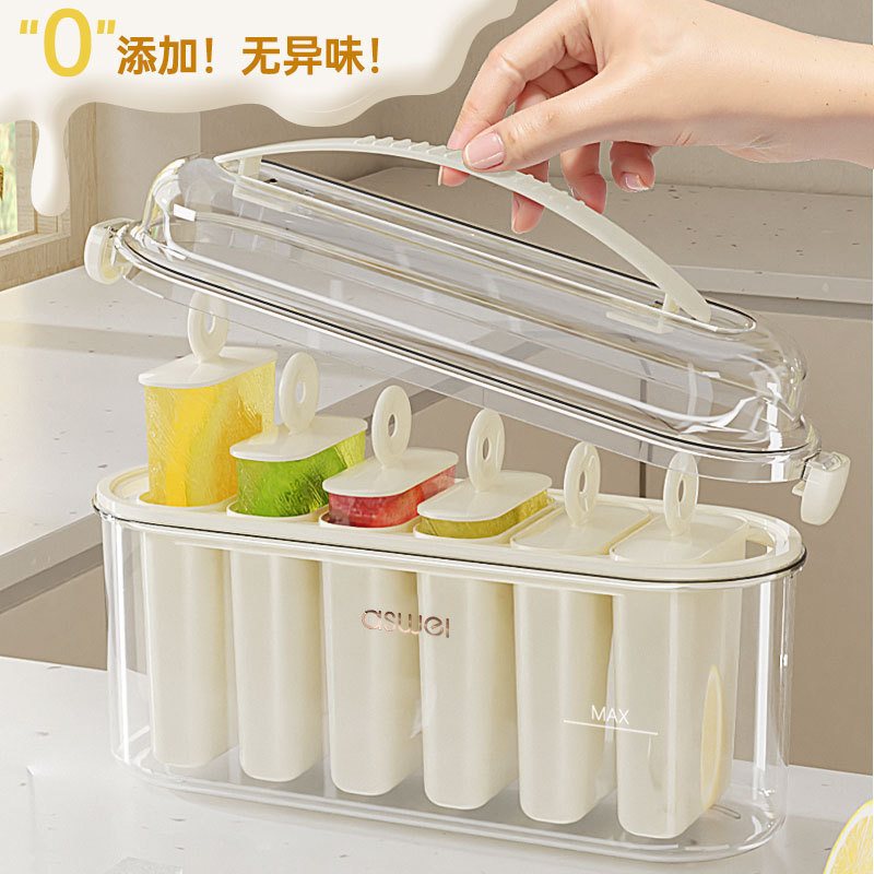 Conjunto de 6 formas para sorvete para fazer picolés, material de qualidade alimentar, caixa de gelo, forma para sorvete