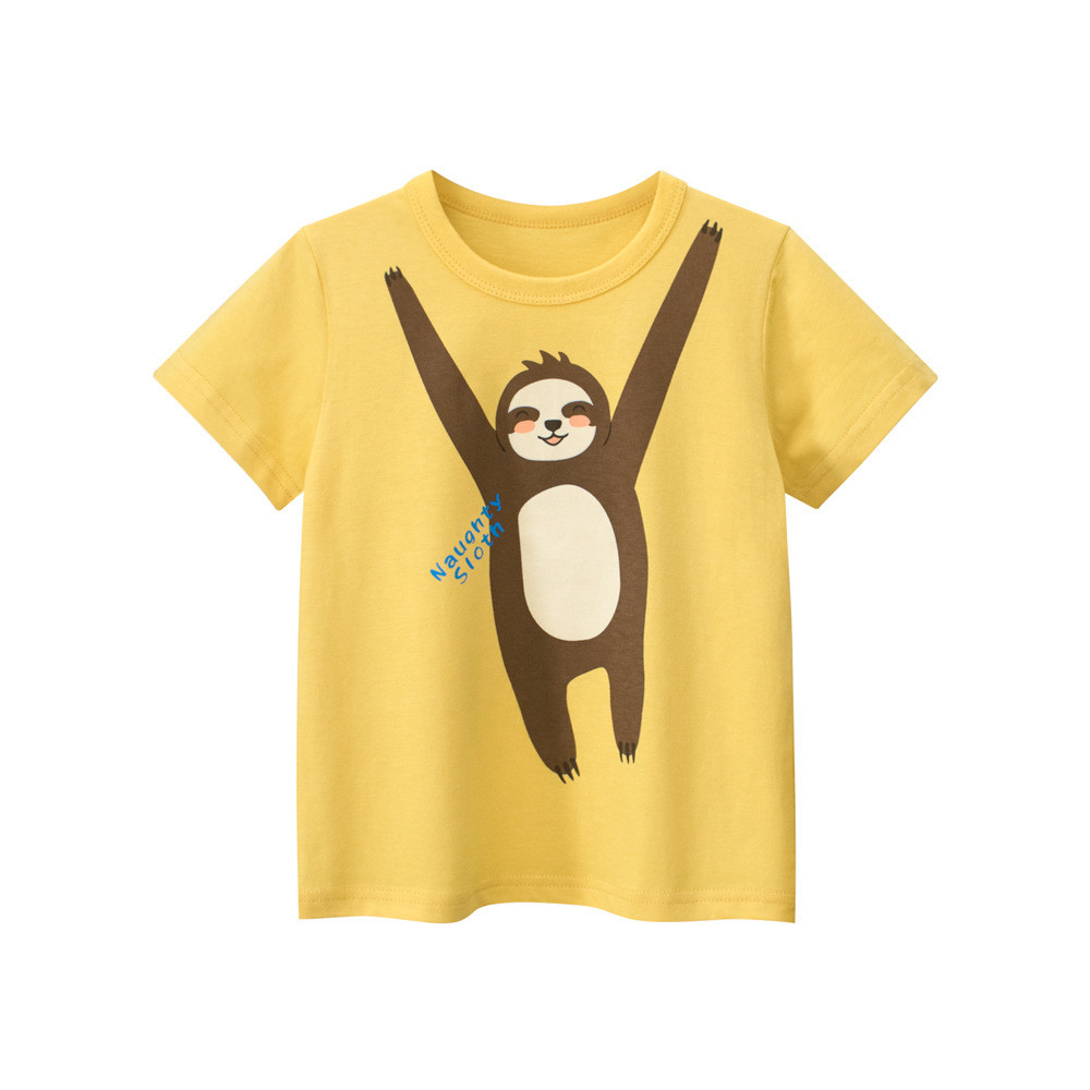 27 crianças puro algodão verão novos produtos roupas infantis crianças meninos camiseta de manga curta dos desenhos anim