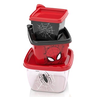Conjunto 3 Potes Homem Aranha Infantil Menino Papinha Lanche Bpa Free - Plasútil