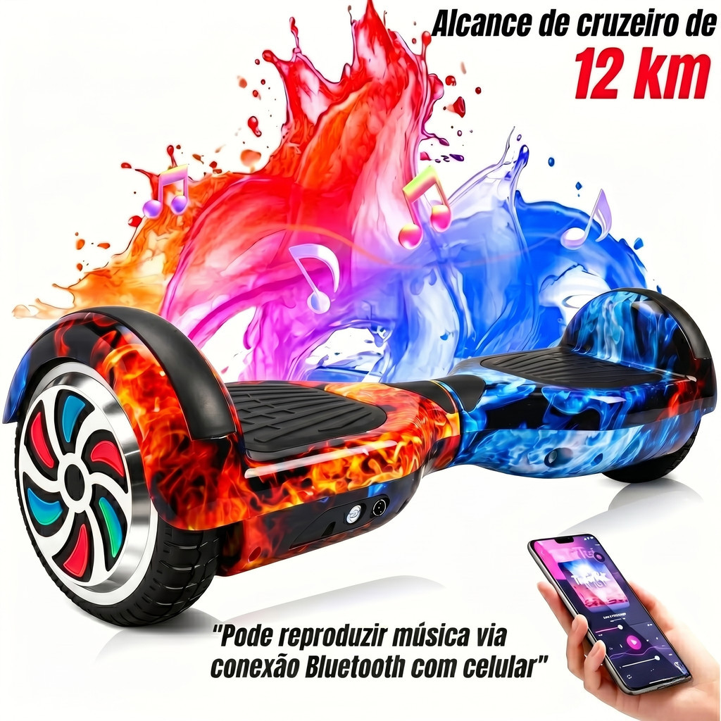 Hoverboard Skate Elétrico Overboard Infantil 6.5" Led Bluetooth Bateria De Grande Capacidade Endurance Forte