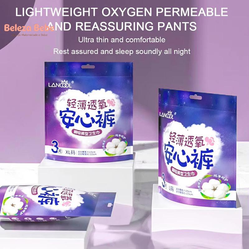 Belaza Bebe L/XL 3 Pçs/Saco Cuecas Descartáveis Com Almofada Menstrual Para Mulheres Adultas Respirável Qui Absorção Per