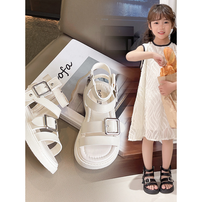 Meninas sandálias romanas de alta qualidade 2025 verão novo estilo crianças sapatos de praia de sola macia meninas sapat