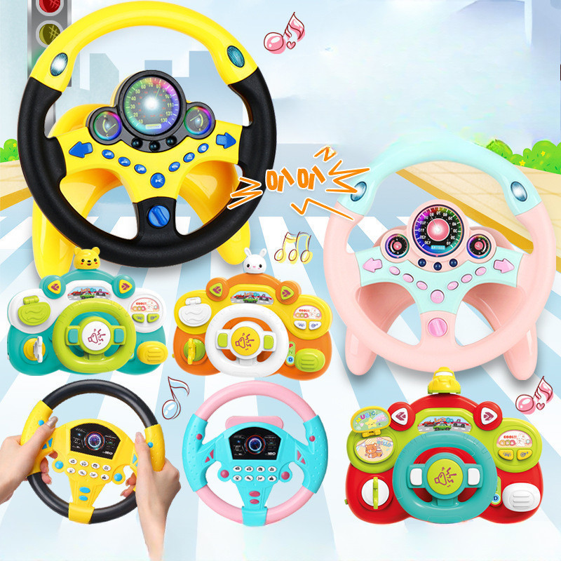 Novo Quebra-Cabeça Infantil Bebê Bonito Carro co Piloto Simulação Ventosa Música 360 ° Volante Giratório Brinquedo Para 
