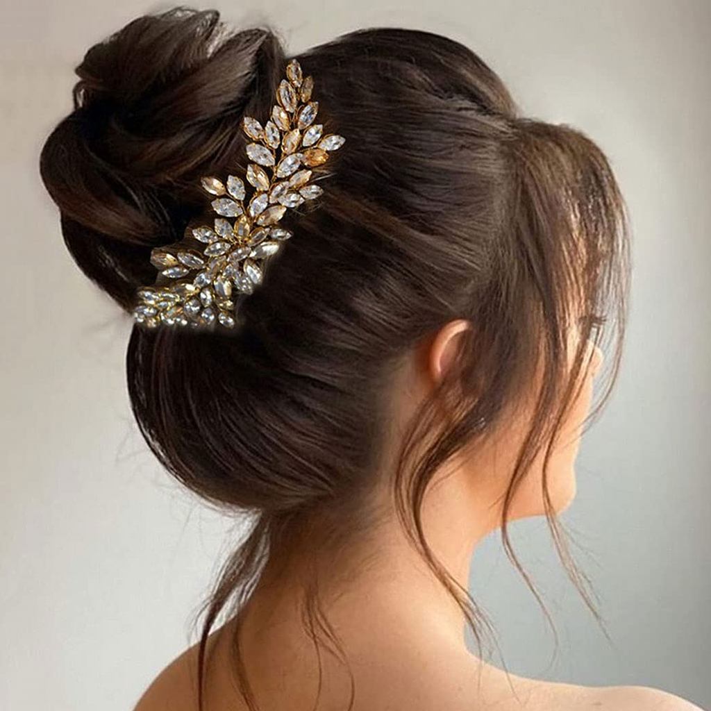 JAKAWIN Bride Crystal Hair Vine Gold Rhinestone Hair Piece Bridal Headpiece Hair Accessories for Women
