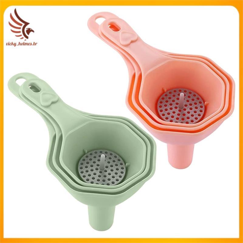 [vicky_holmes.br] 2 Conjuntos De Pequenos Funil De Cozinha Multifuncional Com Filtro Embutido-Ideal Para Garrafas E Suco
