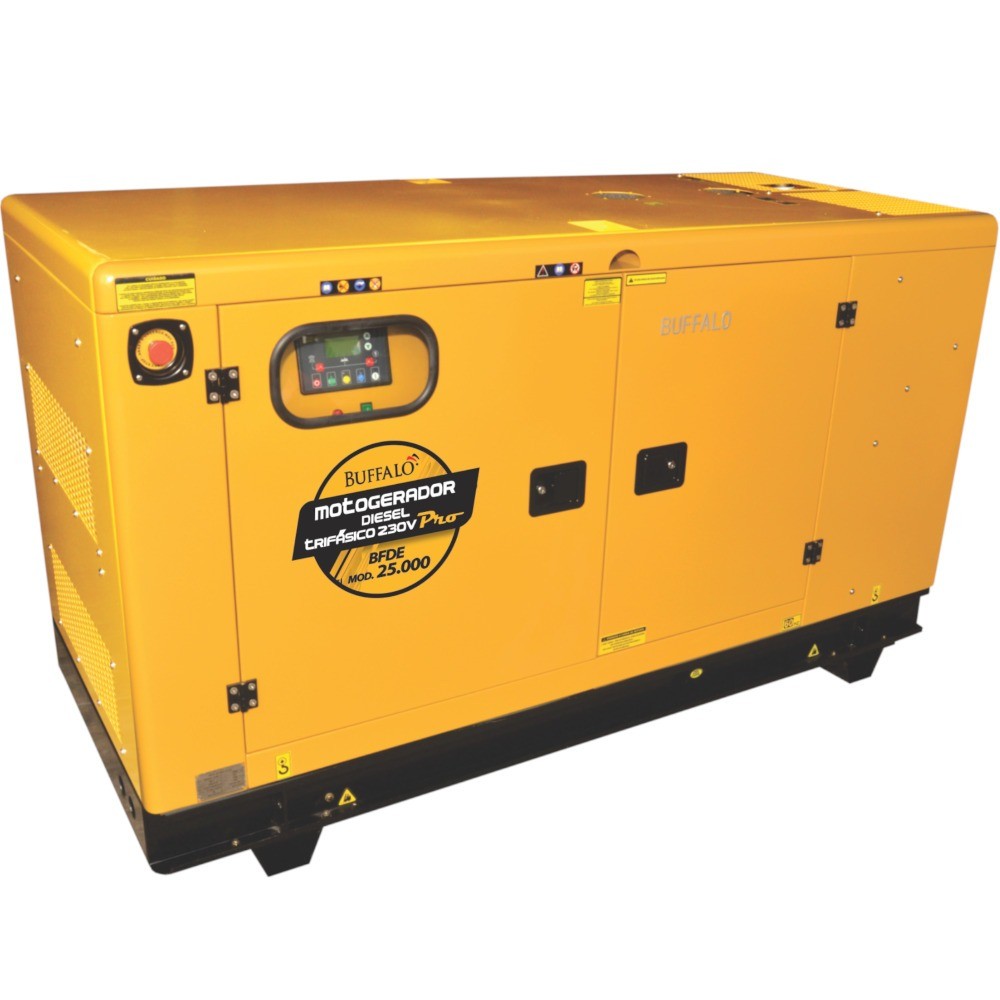 Gerador de energia 25 Kva a diesel cabinado com ATS trifásico 220V - BFDE 25.000 Buffalo