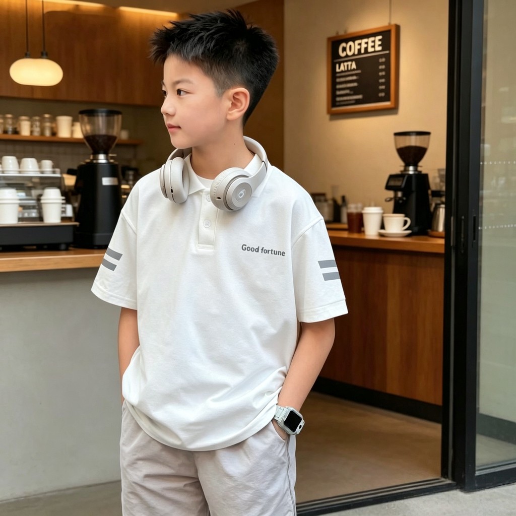 Meninos camisa POLO de manga curta camiseta estilo verão 2026 novo verão médio grande crianças frisado algodão meninos c