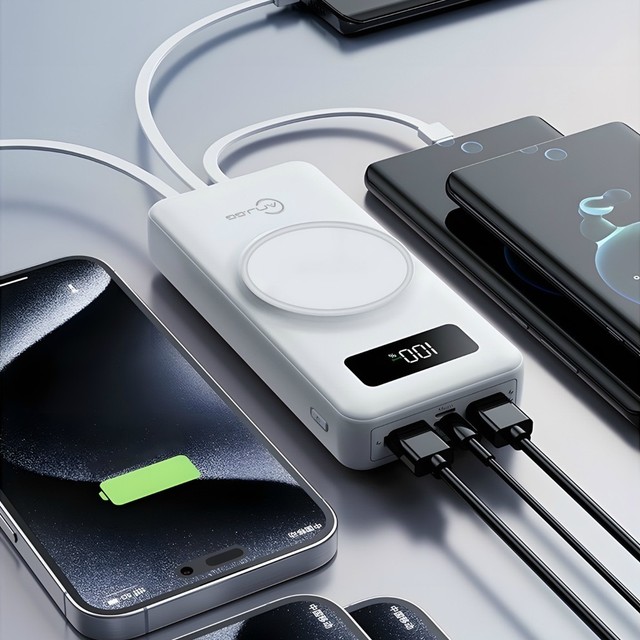 Power Bank 20000mAh Carregador 22.5W PD Rápido Indução Sem fio Android IOS Cabos 4 Em1 Com fio XIMING