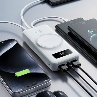 Power Bank 20000mAh Carregador 22.5W PD Rápido Indução Sem fio Android IOS Cabos 4 Em1 Com fio XIMING
