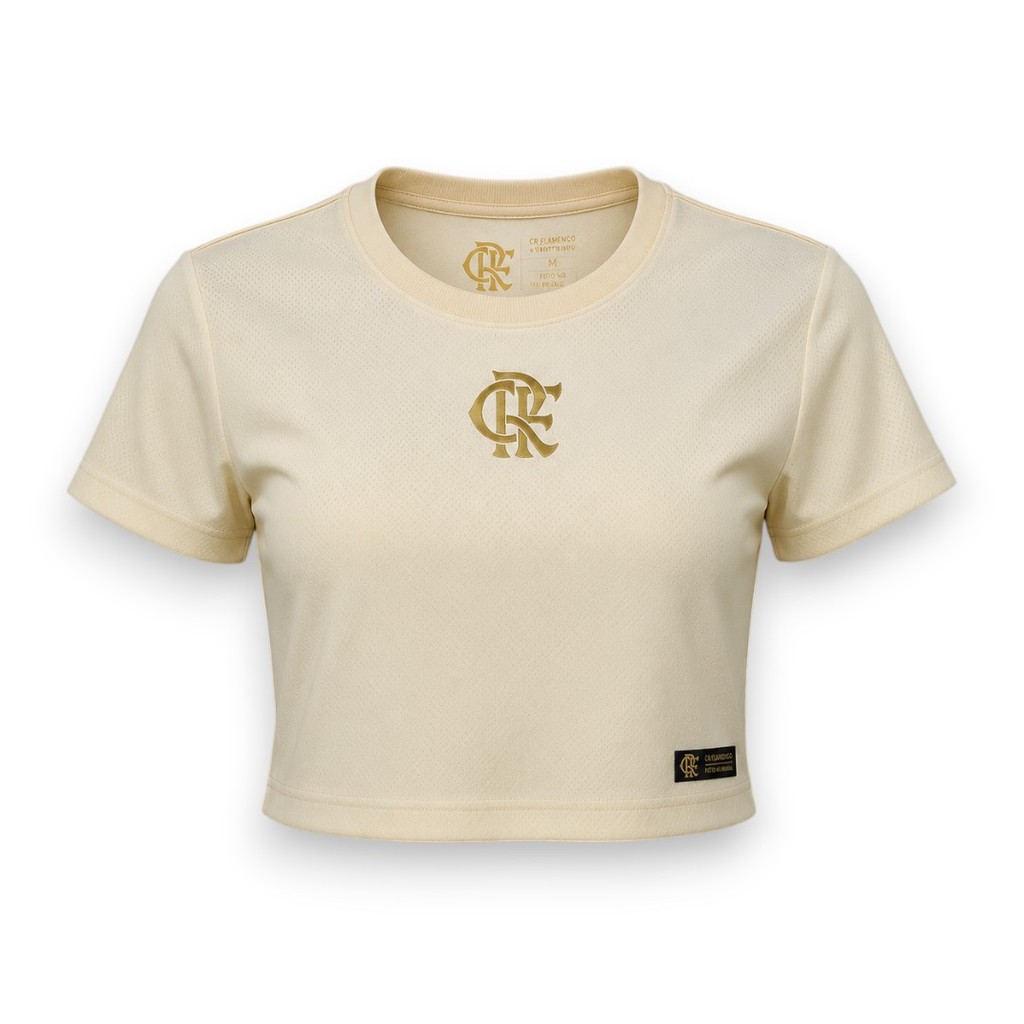 Camisa Cropped Flamengo Feminina Off White Oficial