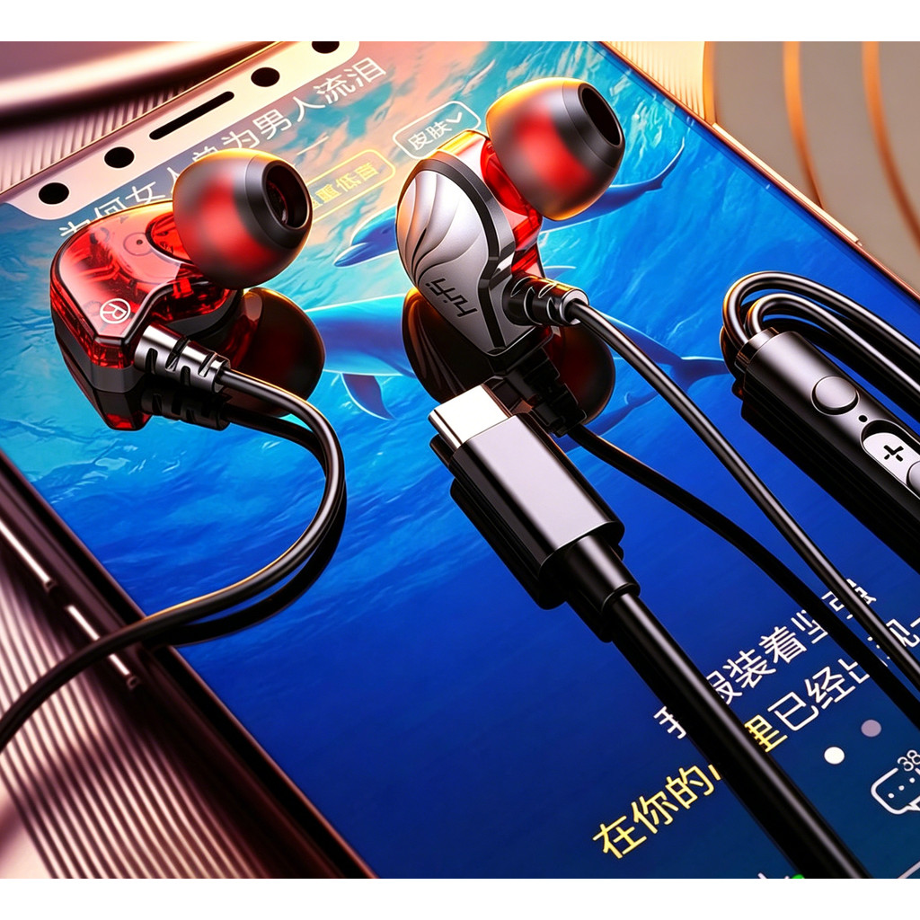 Fone de Ouvido HIFI0113 com Fio In-Ear Gamer Subwoofer para Celular PC PS5 Esportivo com Microfone
