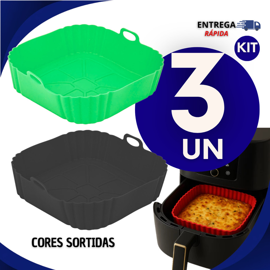 Formas Assadeiras Quadrada Fritadeira Air Fryer Silicone Flexível Cozinha Cor Sortida Utilidades