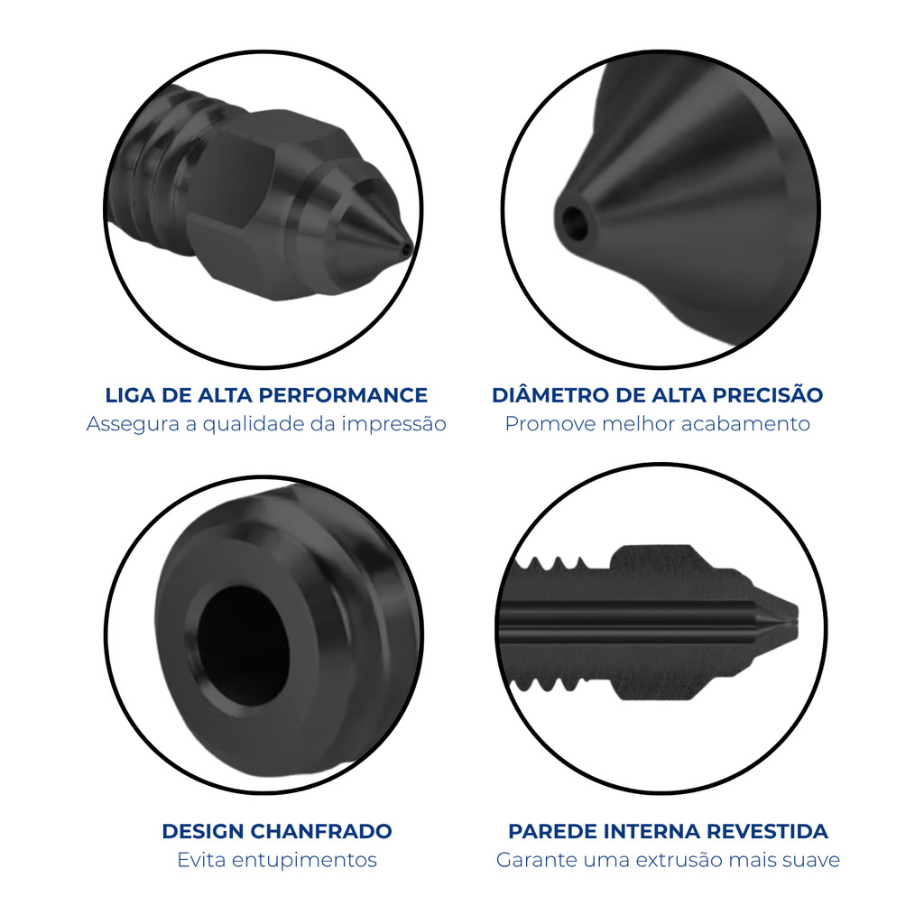 KIT 5 BICOS AÇO DURO CREALITY K1 NOZZLE IMPRESSAO 3D UPPER