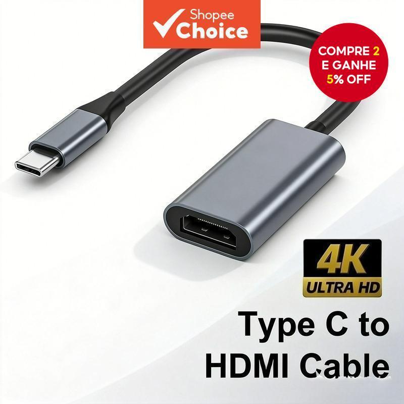 Adaptador USB-C para HDMI 4K Tipo-C para Cabo Conversor Feminino HDTV para MacBook iPad Laptop Pro