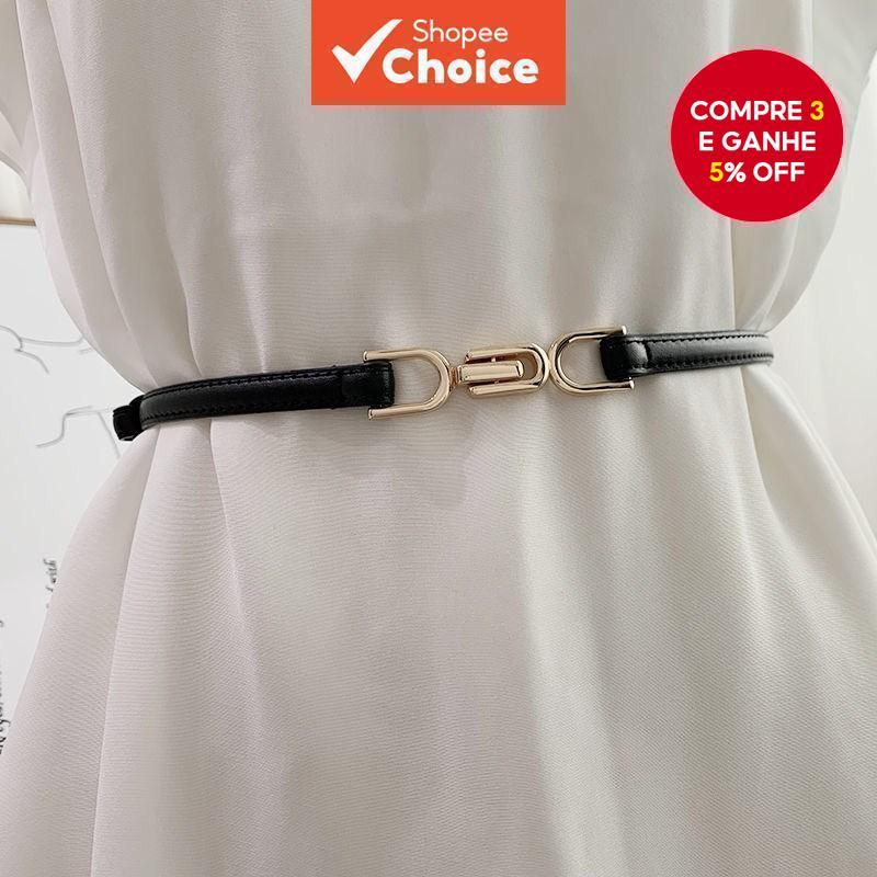 Cinto Sem Furo Fivela De Pressão Ajustável Fino Fosco Para Mulher Elegante Vestidos Calças