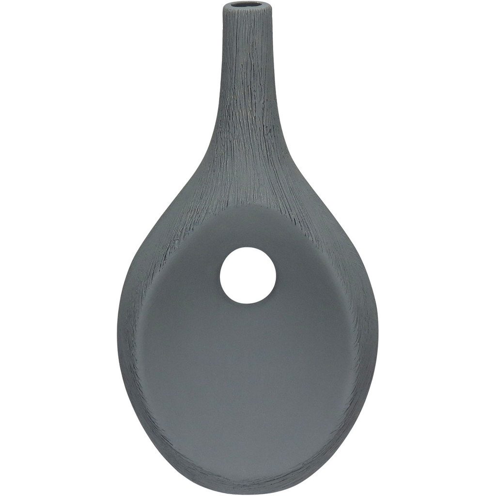 VASO DECORATIVO ENFIETE CASA APARADOR GARRAFA HOME&CO CERÂMICA 31x16x11cm CINZA