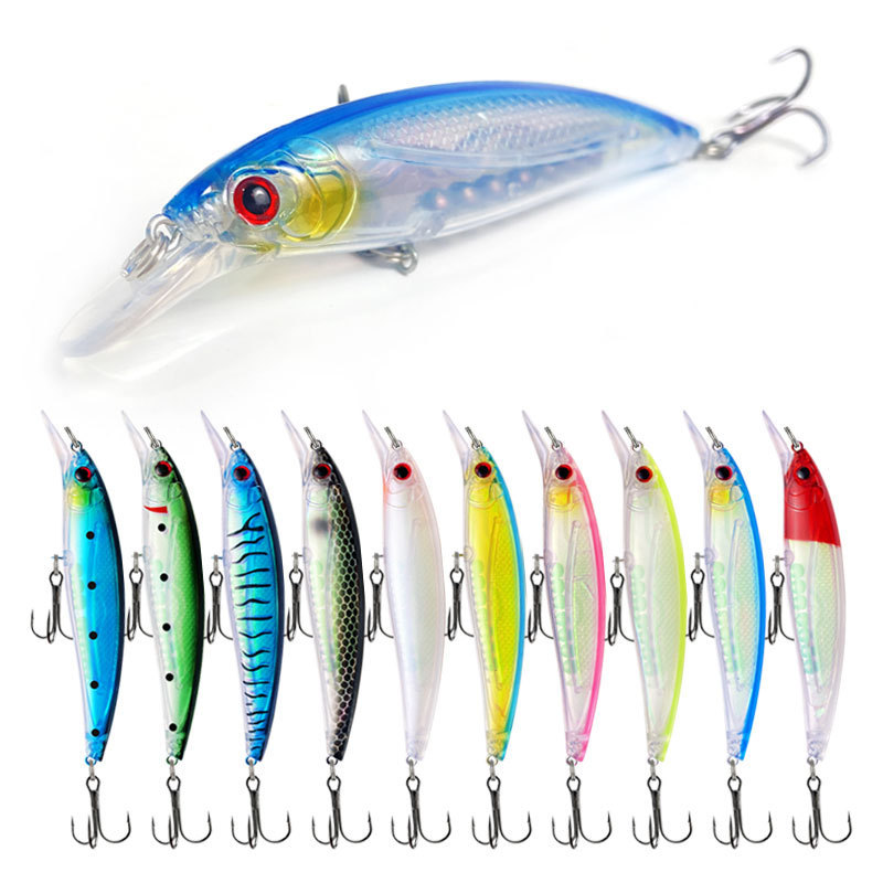 Isca 11cm/13.4g Folha Holográfica Minnow Isca 10 Cores ABS Isca Dura Flutuante Plástico Isca Falsa