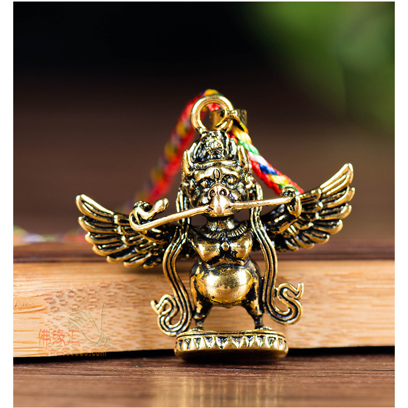 Estátua de bronze doméstico altura 3.5cm bronze dourado completo Dapeng Garuda pingente de estátua de bronze
