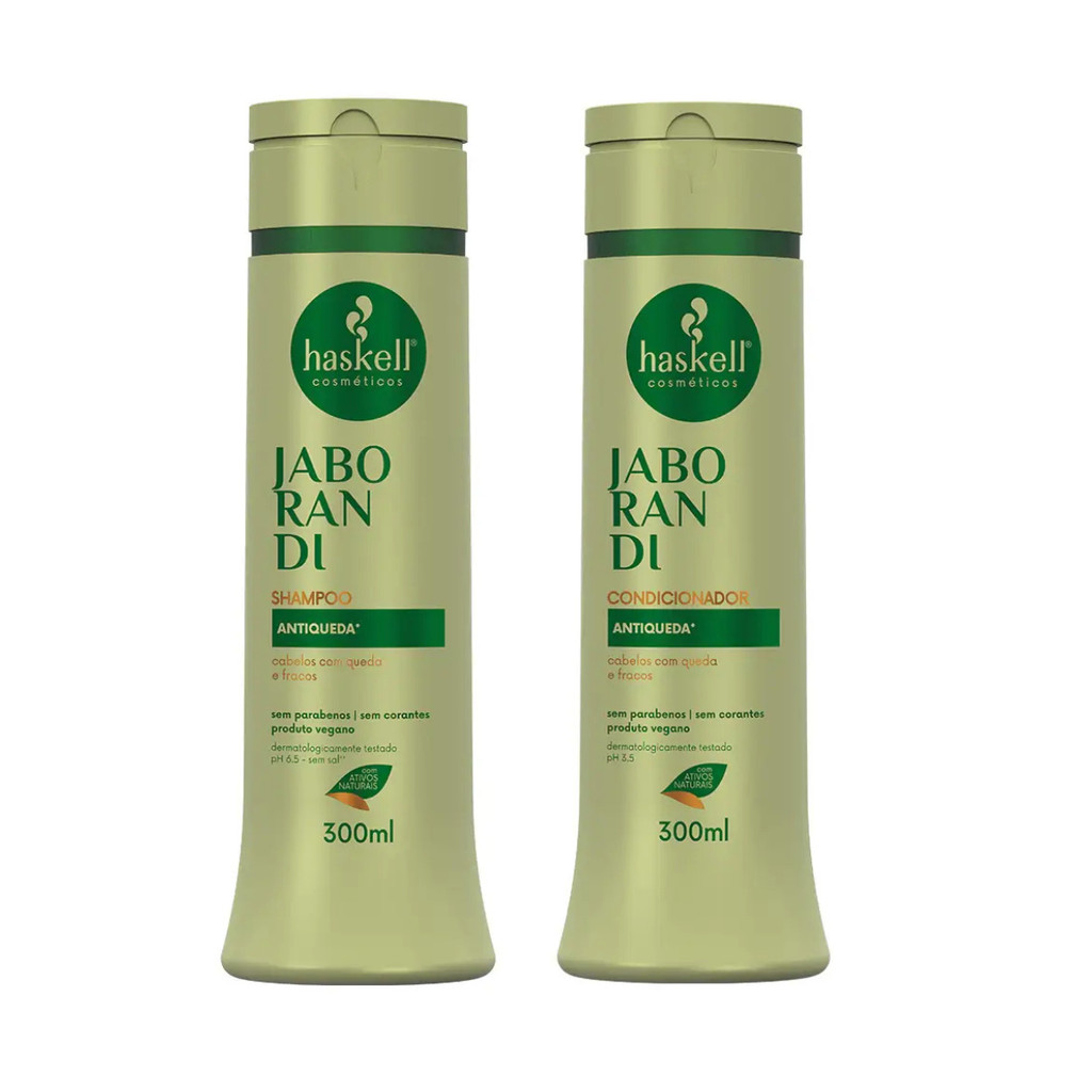 Kit Shampoo e Condicionador 300ml Jaborandi - Tratamento Contra Queda Capilar - Haskell