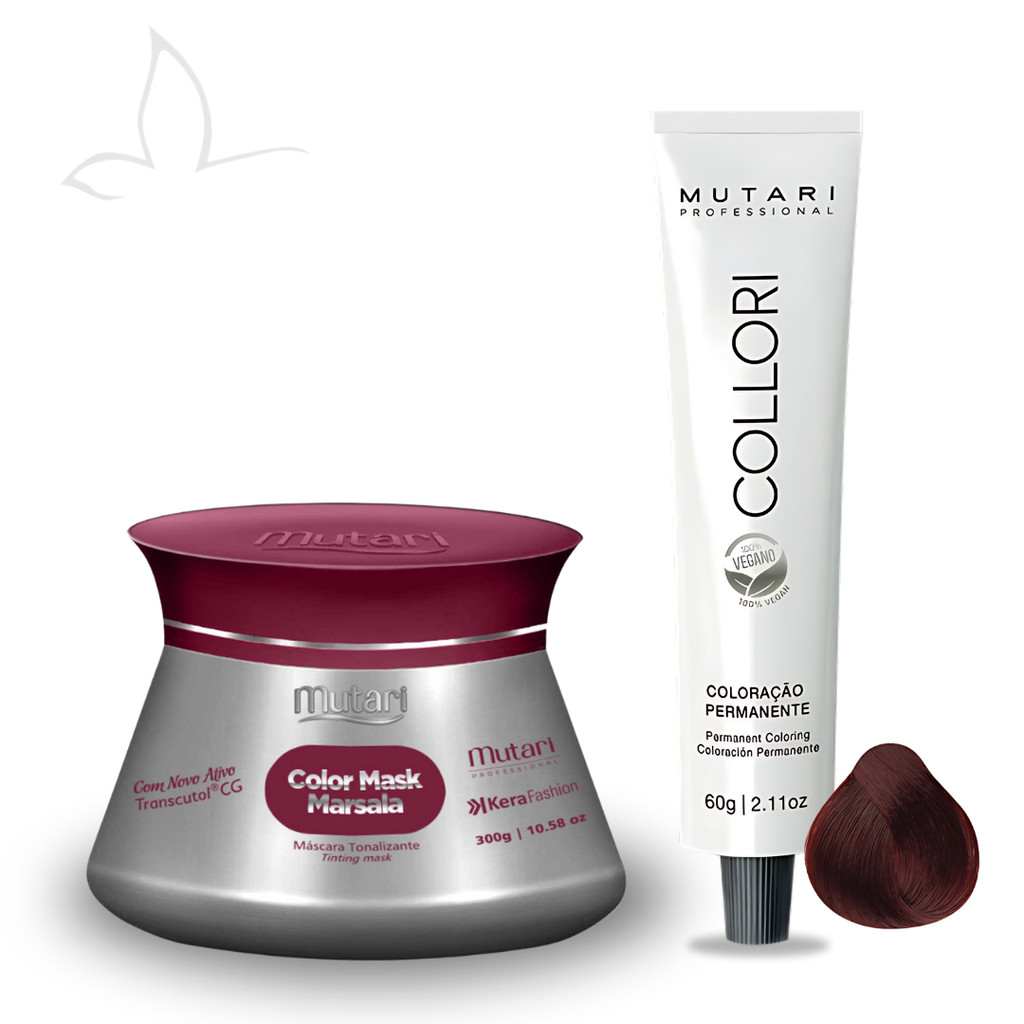 KIT COLORAÇÃO 6.66 + MASCARA TONALIZANTE MARSALA MUTARI