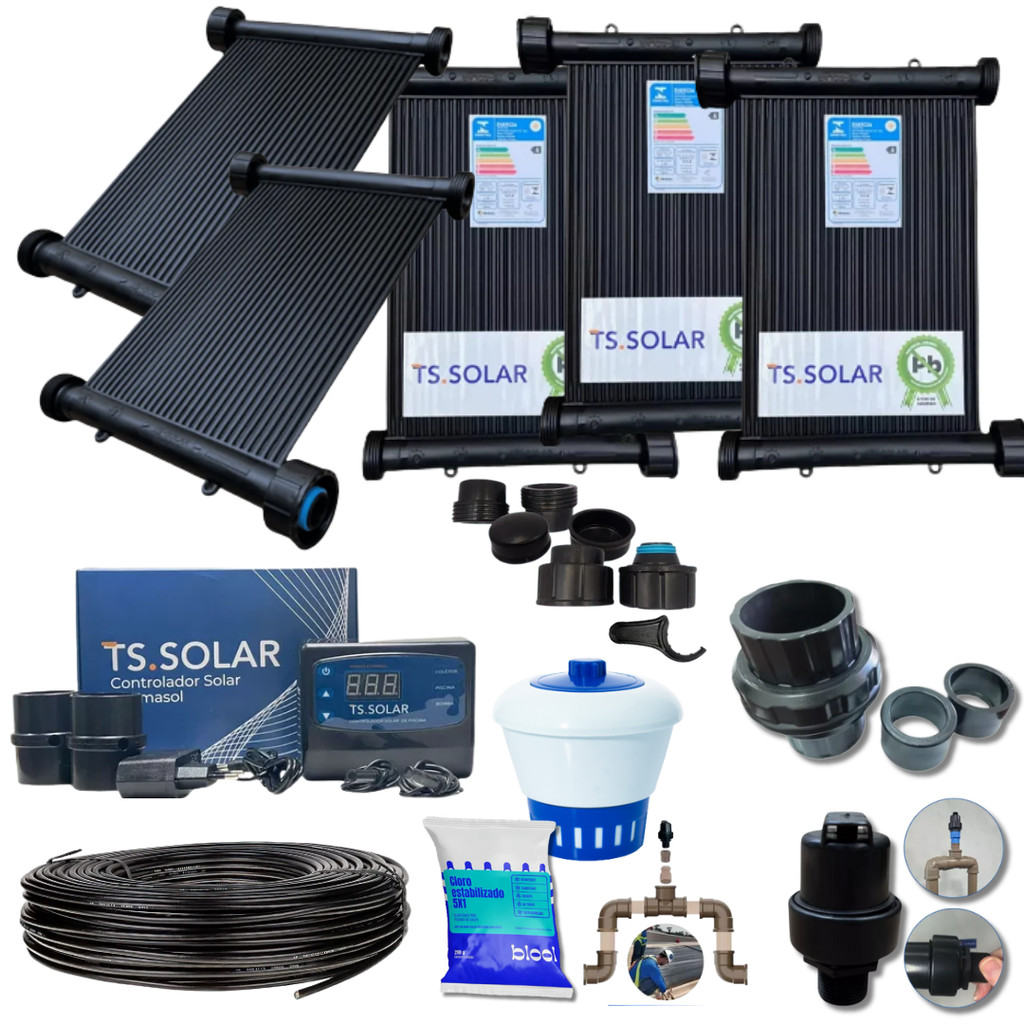 PLACAS SOLARES 3,00X0,30 KIT COMPLETO 8 PLACAS 10.000 LITROS P/PISCINA SPA JACUZZI
